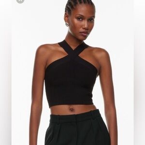 Aritzia Babaton Sculpt Knit Criss Cross Cropped Tank